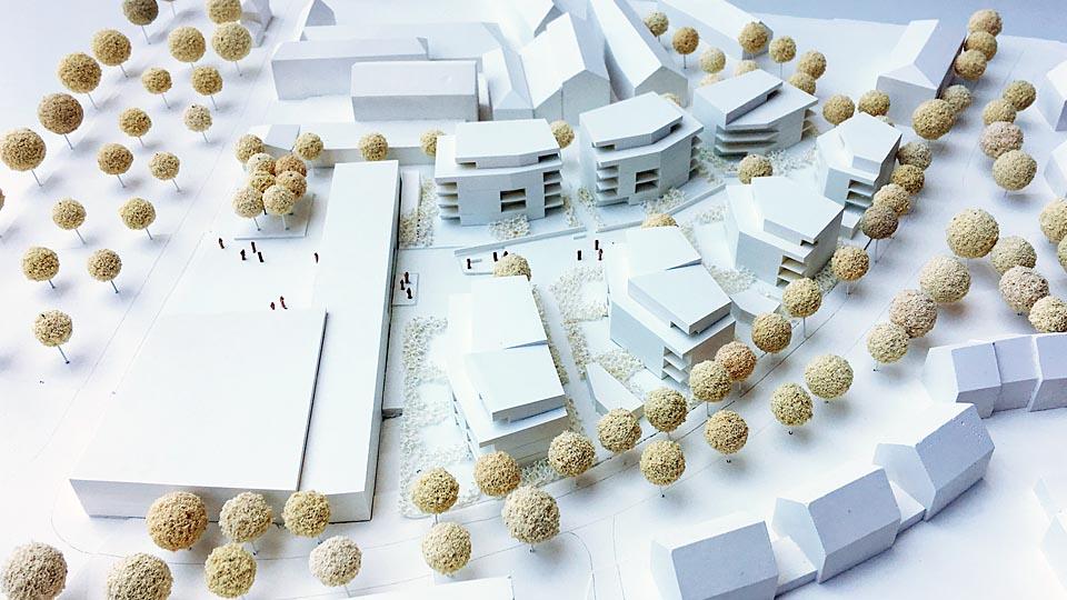 Modell: Blick von oben auf das Arial